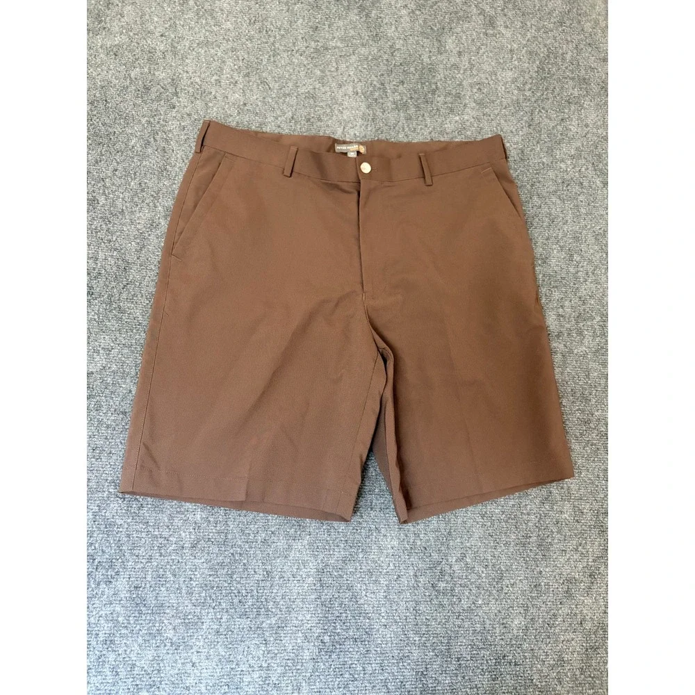 Peter Millar Crown Sport Mens 36 Brown Performance Golf Shorts Wicking Polyester